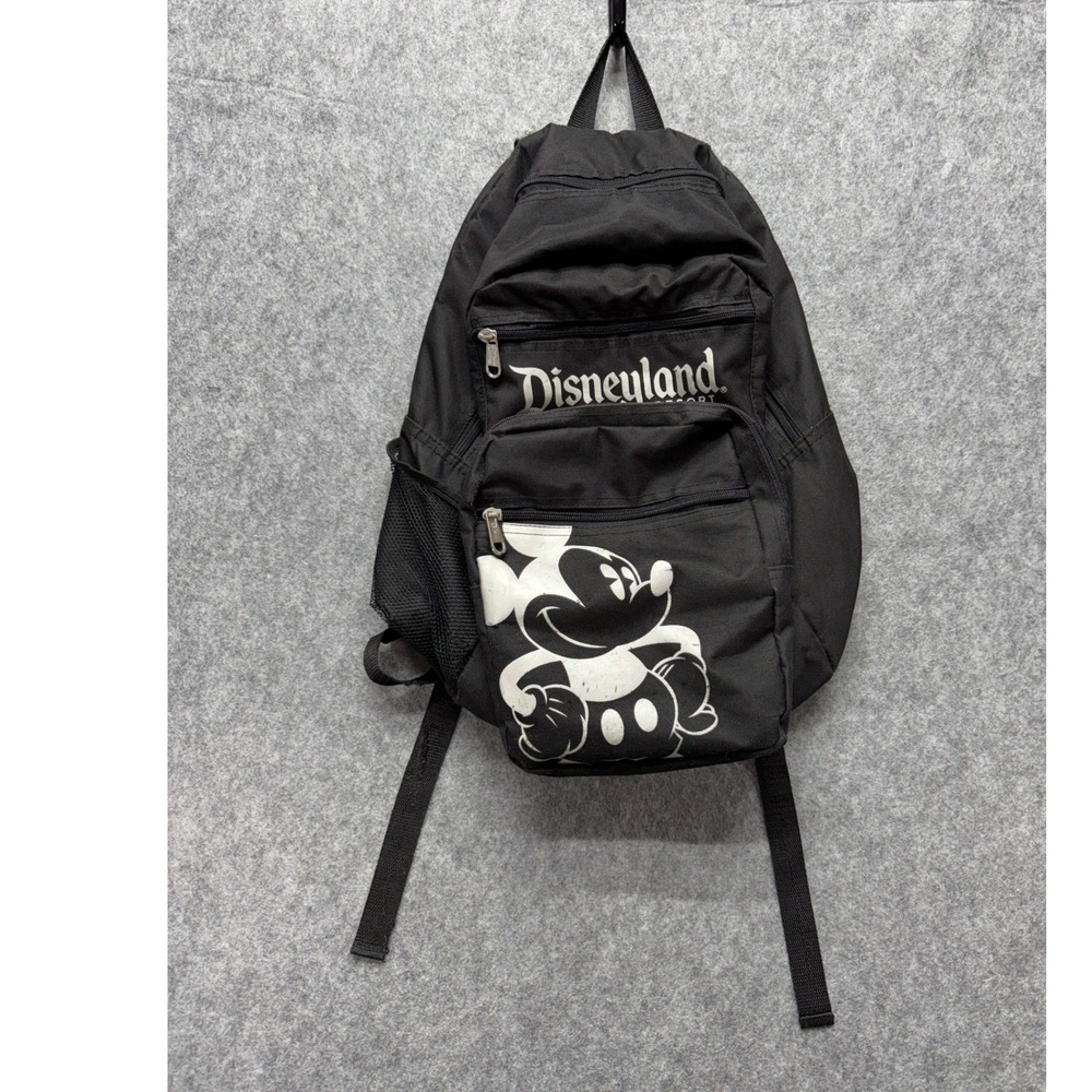 Disney Parks Mickey Mouse Disneyland Resort Black Canvas Backpack Travel Bag